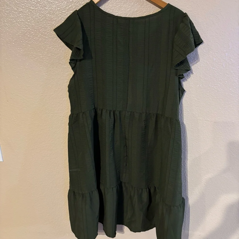 Green Ruffle Sleeve Dress - Picture 5 of 6